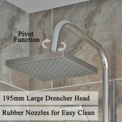 Bathroom Shower Kit Adjust Riser Rail Hose Twin Shower Heads Chrome Square Set -Bathroom Supplies Store 23636672 3