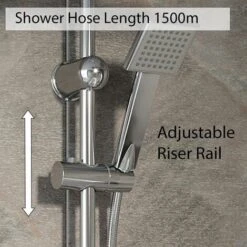 Bathroom Shower Kit Adjust Riser Rail Hose Twin Shower Heads Chrome Square Set -Bathroom Supplies Store 23636672 4