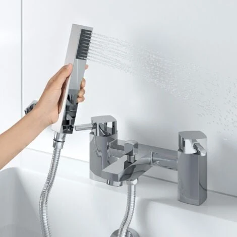 Modern Bathroom Bath Shower Mixer Tap Brass Square Shower Handset Hose Chrome 5 Modern Bathroom Bath Shower Mixer Tap Brass Square Shower Handset Hose Chrome - Image 3
