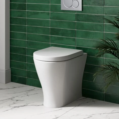 Back To Wall BTW Toilet WC Pan Soft Close Seat Concealed Cistern Flush Button 3 Back To Wall BTW Toilet WC Pan Soft Close Seat Concealed Cistern Flush Button