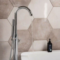 NRG Free Standing Bath Shower Mixer Tap Floor Standing Bathroom Filler Kit Chrome -Bathroom Supplies Store 23986219 3