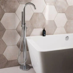 NRG Free Standing Bath Shower Mixer Tap Floor Standing Bathroom Filler Kit Chrome -Bathroom Supplies Store 23986219 4