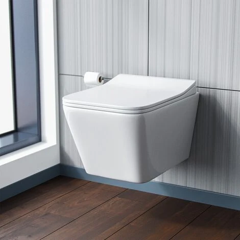 Inton Rimless Wall Hung Toilet Pan + Soft Close Toilet Seat 3 Inton Rimless Wall Hung Toilet Pan + Soft Close Toilet Seat