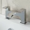 Modern Bathroom Bath Mixer Filler Tap Curved Spout Square Lever Handles Chrome -Bathroom Supplies Store 24067001 1