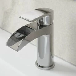 Waterfall Bathroom Mono Basin Sink Mixer Tap Modern Lever Handle Chrome 8 Waterfall Bathroom Mono Basin Sink Mixer Tap Modern Lever Handle Chrome -Bathroom Supplies Store 24392991 2