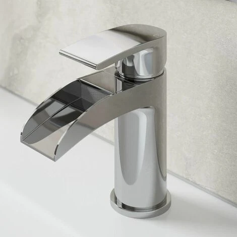 Waterfall Bathroom Mono Basin Sink Mixer Tap Modern Lever Handle Chrome 4 Waterfall Bathroom Mono Basin Sink Mixer Tap Modern Lever Handle Chrome - Image 2