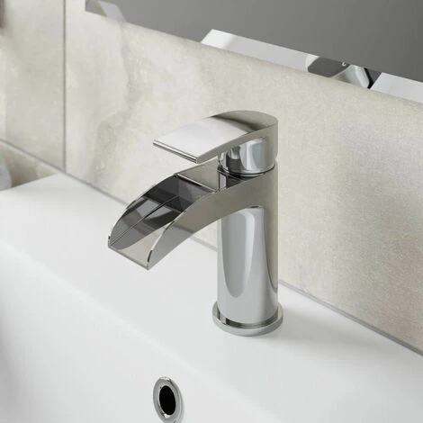 Waterfall Bathroom Mono Basin Sink Mixer Tap Modern Lever Handle Chrome 6 Waterfall Bathroom Mono Basin Sink Mixer Tap Modern Lever Handle Chrome - Image 4