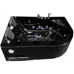 SIMBA WHIRLPOOL BATH TUB BLACK HAVANA HOT TUB 170x115cm BLACK FOR 2 PERSONS -Bathroom Supplies Store 25100752 3