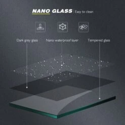 ELEGANT 1200mm Walkin Shower Enclosure Bathroom 8mm Grey Safety Easy Clean Glass For Bath Wetroom Walk In Shower Cubicle Screen Panels + Black Stainless Steel Support Bars -Bathroom Supplies Store 25955611 4