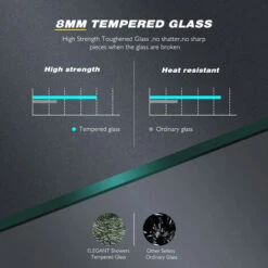 ELEGANT 1200mm Walkin Shower Enclosure Bathroom 8mm Grey Safety Easy Clean Glass For Bath Wetroom Walk In Shower Cubicle Screen Panels + Black Stainless Steel Support Bars -Bathroom Supplies Store 25955611 5