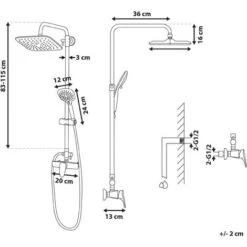 Mixer Set Brass Rain Function Hand Shower Wall Mounted Chrome Silver Howick -Bathroom Supplies Store 27104073 3