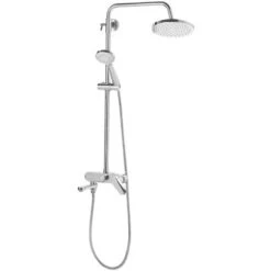 Modern Mixer Shower Set With Rain Function Brass Gloss Finish Silver Gurara -Bathroom Supplies Store 27202035 4