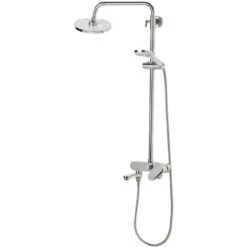 Modern Mixer Shower Set With Rain Function Brass Gloss Finish Silver Gurara -Bathroom Supplies Store 27202035 5