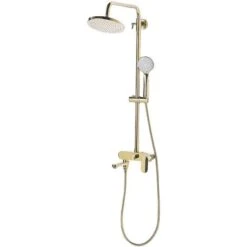 Modern Mixer Shower Set With Rain Function Brass Gold Gloss Finish Gurara