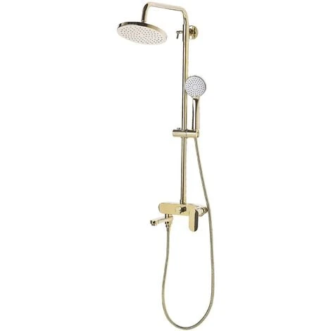 Modern Mixer Shower Set With Rain Function Brass Gold Gloss Finish Gurara 3 Modern Mixer Shower Set With Rain Function Brass Gold Gloss Finish Gurara