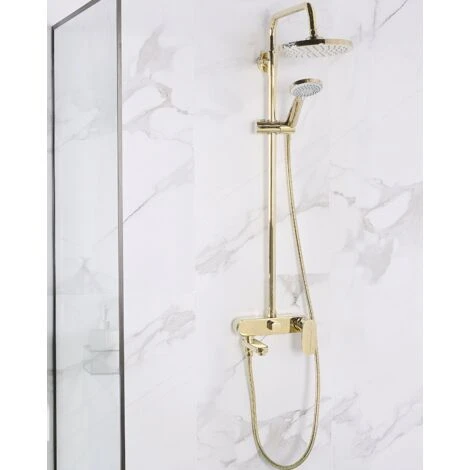 Modern Mixer Shower Set With Rain Function Brass Gold Gloss Finish Gurara 4 Modern Mixer Shower Set With Rain Function Brass Gold Gloss Finish Gurara - Image 2