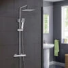 AICA Thermostatic Exposed Shower Mixer Bathroom Twin Head Large Square Bar Set Chrome