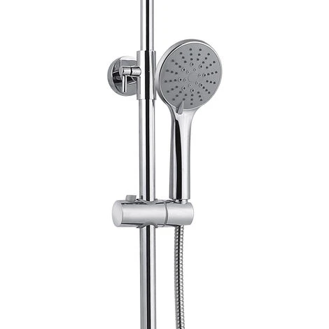 AICA Thermostatic Exposed Shower Mixer Bathroom Twin Head Large Round Bar Set Chrome 5 AICA Thermostatic Exposed Shower Mixer Bathroom Twin Head Large Round Bar Set Chrome - Image 3