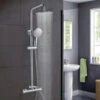 AICA Bathroom Shower Mixer Thermostatic Set Twin Head Chrome Exposed Valve Round Set -Bathroom Supplies Store 27729034 1