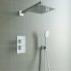 AICA Square Chrome Thermostatic Shower Mixer Bathroom Concealed Twin Head Valve Set -Bathroom Supplies Store 27729162 1