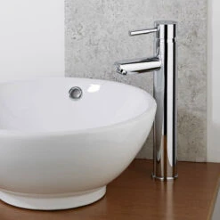 Milano Mirage - Modern Bathroom High Rise Mono Basin Mixer Tap With Lever Handle - Chrome -Bathroom Supplies Store 27965075 2