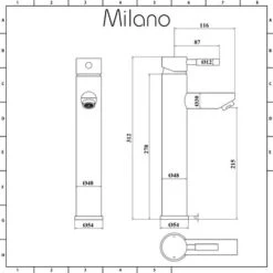 Milano Mirage - Modern Bathroom High Rise Mono Basin Mixer Tap With Lever Handle - Chrome -Bathroom Supplies Store 27965075 5