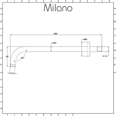 Milano Nero – Modern Wall Mounted Arm For Shower Head - Black 5 Milano Nero – Modern Wall Mounted Arm For Shower Head - Black - Image 3