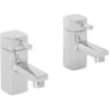 NRG Modern Square Bathroom Chrome Twin Hot And Cold Sink Basin Taps Brass Faucet Pair