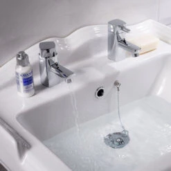 NRG Modern Square Bathroom Chrome Twin Hot And Cold Sink Basin Taps Brass Faucet Pair -Bathroom Supplies Store 28264399 3