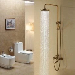 Classic Shower Column In Antique Brass With Bath Spout -Bathroom Supplies Store 28355309 3