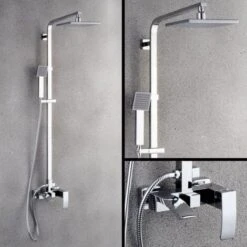 Chrome Wall Shower Column With Spout - Deneb -Bathroom Supplies Store 28355321 3