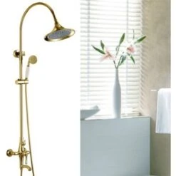 Antique Gold Style Curved Spout & Shower Column -Bathroom Supplies Store 28355433 5