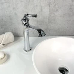 Vintage Style Mixer Tap In Solid Chrome Plated Brass -Bathroom Supplies Store 28355451 5