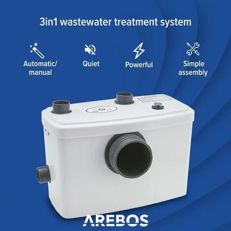 AREBOS Lifting Station Wastewater Pump Sewage Pump 600 W For Toilet, Shower, Sink 100 L/min White 4 AREBOS Lifting Station Wastewater Pump Sewage Pump 600 W For Toilet, Shower, Sink 100 L/min White - Image 3