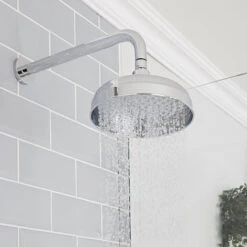 Milano Elizabeth - Traditional 2 Outlet Twin Diverter Thermostatic Mixer Shower Valve With 200mm Round Rainfall Shower Head And Hand Shower Handset - Chrome & White -Bathroom Supplies Store 28742221 2