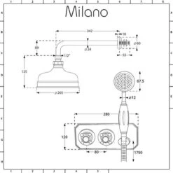 Milano Elizabeth - Traditional 2 Outlet Twin Diverter Thermostatic Mixer Shower Valve With 200mm Round Rainfall Shower Head And Hand Shower Handset - Chrome & White -Bathroom Supplies Store 28742221 5