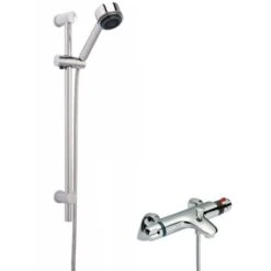 Nuie Reef Thermostatic Bath Shower Mixer With Multi Function Slider Rail Kit - Chrome
