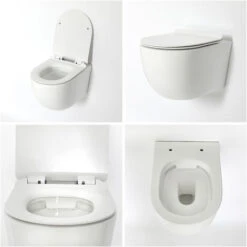 Milano Arca - Modern 483mm Bathroom Toilet WC Unit With White Wall Hung Rimless Pan&44 Cistern And Soft Close Seat - Black WC Unit -Bathroom Supplies Store 29348364 4