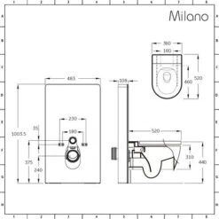 Milano Arca - Modern 483mm Bathroom Toilet WC Unit With White Wall Hung Rimless Pan&44 Cistern And Soft Close Seat - Black WC Unit -Bathroom Supplies Store 29348364 5