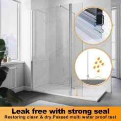 Elegant 300x1850x6mm Deflector/ Return Panel Glass Shower Screen 180 Degress Swivel -Bathroom Supplies Store 29678469 3