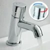 Non Concussive Push Down Self Closing Round Chrome Basin Mono Mixer Tap Hot Cold -Bathroom Supplies Store 30321393 1