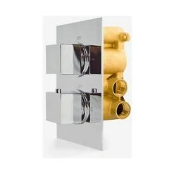 2 Dial 2 Way Square Concealed Thermostatic Mixer Valve ABS Shower Hand Held Kit -Bathroom Supplies Store 31127259 4