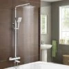Edor 3 Way Exposed Square Thermostatic Shower Mixer Bathroom Twin Head Valve Set