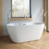 1555mm Modern Freestanding Bath Double Ended Overflow Waste White Acrylic Luxury