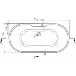1555mm Modern Freestanding Bath Double Ended Overflow Waste White Acrylic Luxury -Bathroom Supplies Store 31627303 4