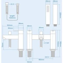 Modern Design Deck Mounted Bath Shower Mixer Tap With Handset Kit -Bathroom Supplies Store 32281890 2