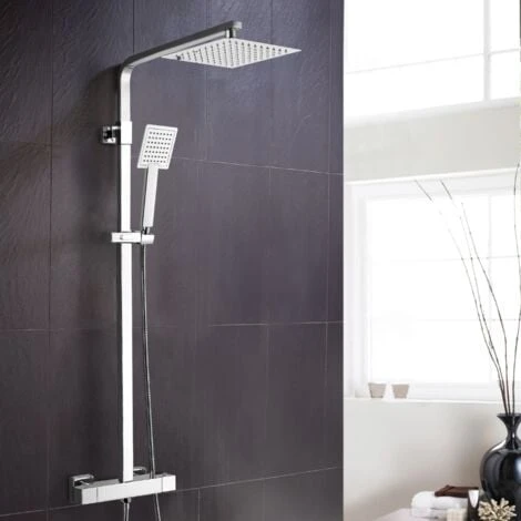 Fawley Square Thermostatic Exposed Twin Head Mixer Shower Set 3 Fawley Square Thermostatic Exposed Twin Head Mixer Shower Set