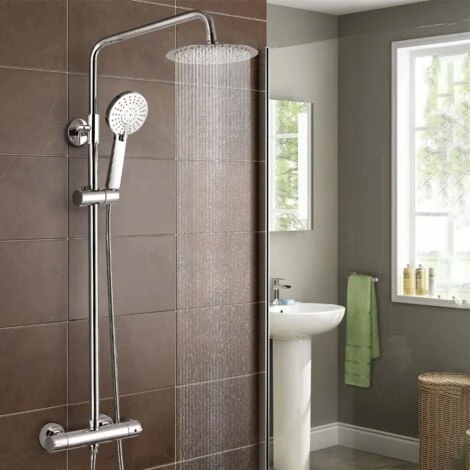 Fawley Round Thermostatic Exposed Twin Head Mixer Shower Set 3 Fawley Round Thermostatic Exposed Twin Head Mixer Shower Set