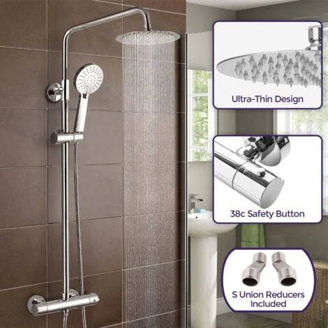 Fawley Round Thermostatic Exposed Twin Head Mixer Shower Set 4 Fawley Round Thermostatic Exposed Twin Head Mixer Shower Set - Image 2