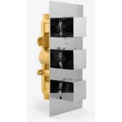 Rose 2 Way Square Concealed Thermostatic Mixer Valve Head Hand Held Shower Set 8 Rose 2 Way Square Concealed Thermostatic Mixer Valve Head Hand Held Shower Set -Bathroom Supplies Store 32300274 2